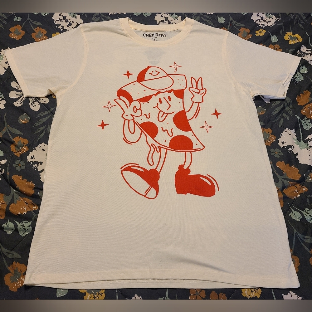 Chemistry Size Medium Pizza Slice Character Peace Sign Tshirt Adult Medium